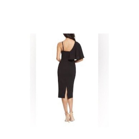 Dress The Population Womens Beth One Shoulder Deep V-neck Dress Black Size Small - Picture 9 of 9